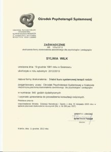 3 letni kurs systemowej terapii rodzin